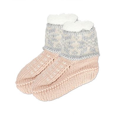 Women's Snowflake Border Recycled Knit Sherpa Lined Lounge Socks