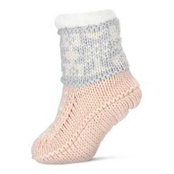 Women's Snowflake Border Recycled Knit Sherpa Lined Lounge Socks