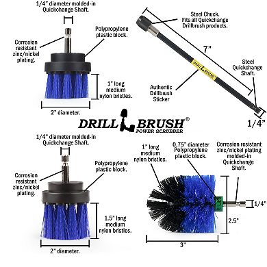 Ultimate Boat Cleaning Kit With 7 Inch Extension - Pool Accessories - Drill Brush - Carpet Cleaner
