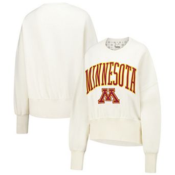 Women's Pressbox Ivory Minnesota Golden Gophers��Oversized Waist-Length Crewneck Sweatshirt