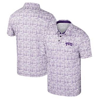 Men's Colosseum Purple TCU Horned Frogs It's Time! Allover Print Polo