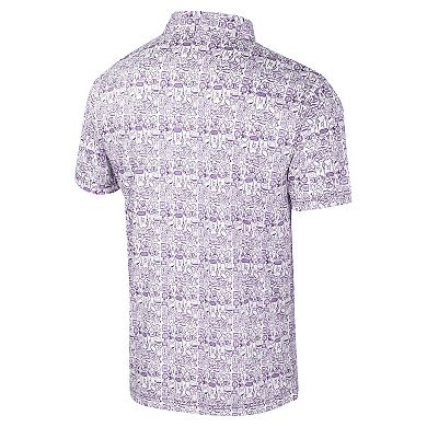 Men's Colosseum Purple TCU Horned Frogs It's Time! Allover Print Polo