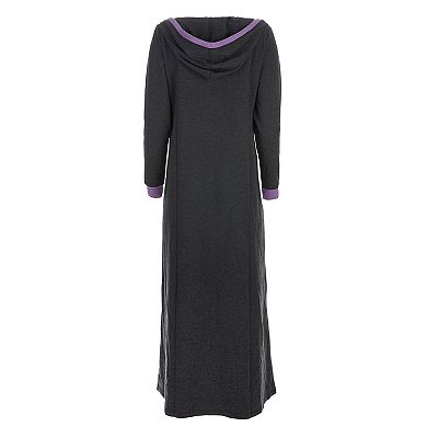Women's Colorblock Cotton Blend Zippered Full Length Lounger Gown