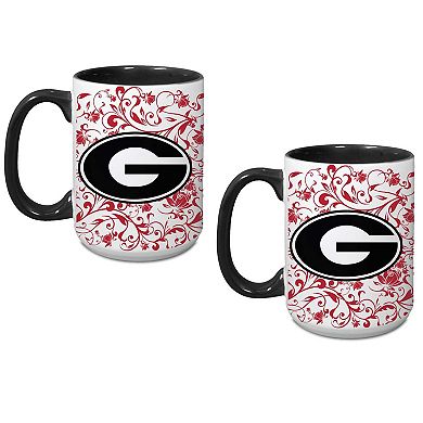 Georgia Bulldogs Two-Pack Floral Mug Set