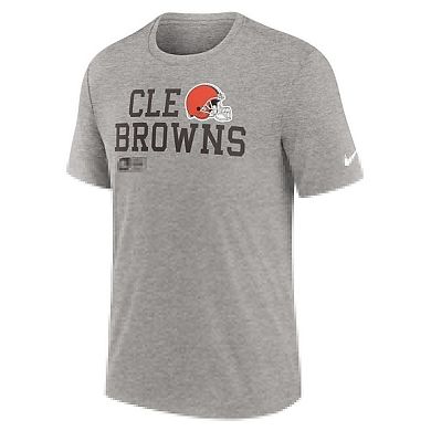 Men's Nike Heather Gray Cleveland Browns Overlap Lockup Tri-Blend T-Shirt