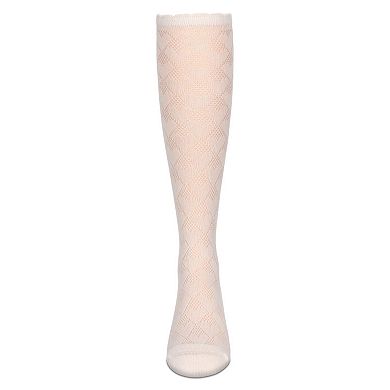 Girls' Open Work Heart Knee High Socks