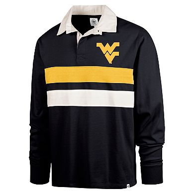 Men's '47 Navy West Virginia Mountaineers Clubhouse Knox Thames Long Sleeve Rugby Polo