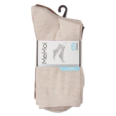 6 Pairs Women's Basic Solid Soft Flat Knit Crew Socks
