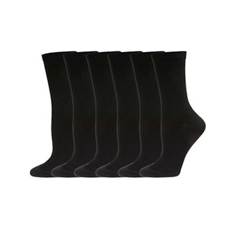 6 Pairs Women's Basic Solid Soft Flat Knit Crew Socks