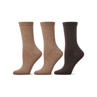 6 Pairs Women's Basic Solid Soft Flat Knit Crew Socks