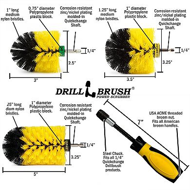 Bathroom Hand Brush Set - Shower Scrub Brushes For Cleaning - Grout & Tile - Tub Brush With Handle