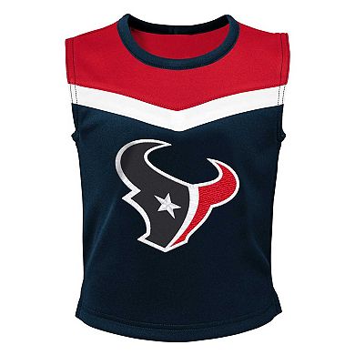 Girls Preschool Navy Houston Texans Spirit Cheerleader Two-Piece Set with Bloomers