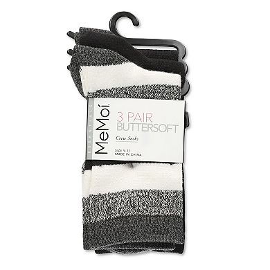 3 Pairs Women's Jumbo Stripes Buttersoft Crew Socks