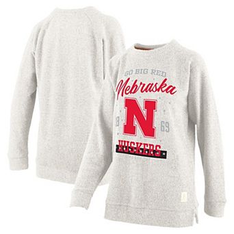 Women's Pressbox Oatmeal Nebraska Huskers Plus Size Comfy Cairo Terry Pullover Sweatshirt