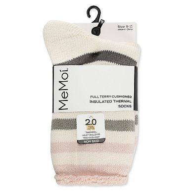 Women's Rugby Stripe Cozy Warm Thermal Crew Socks