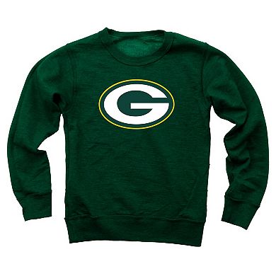 Youth Wes & Willy Green Green Bay Packers Reversible Fleece Pullover Sweatshirt