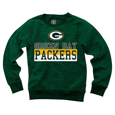 Youth Wes & Willy Green Green Bay Packers Reversible Fleece Pullover Sweatshirt