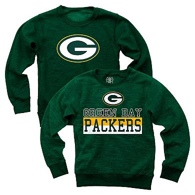 Youth Wes & Willy Green Green Bay Packers Reversible Fleece Pullover Sweatshirt