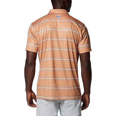Men's Columbia Tennessee Orange Tennessee Volunteers PFG Super Terminal Tackle Omni-Shade Stripe Polo