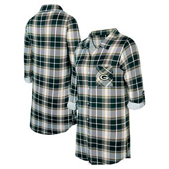 Women's Concepts Sport Green Green Bay Packers Ashford Plaid Knit Nightshirt