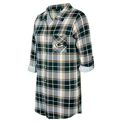 Women's Concepts Sport Green Green Bay Packers Ashford Plaid Knit Nightshirt