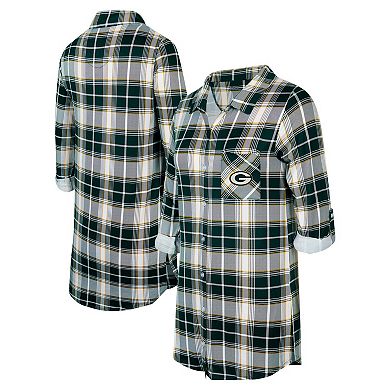 Women's Concepts Sport Green Green Bay Packers Ashford Plaid Knit Nightshirt