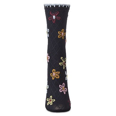 Women's Dancing Daisies Crochet Cuff Crew Socks