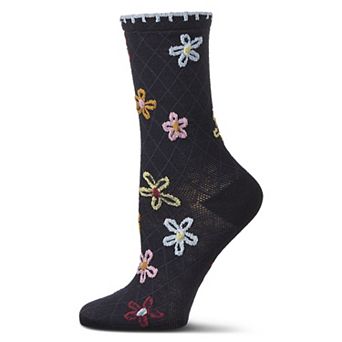 Women's Dancing Daisies Crochet Cuff Crew Socks