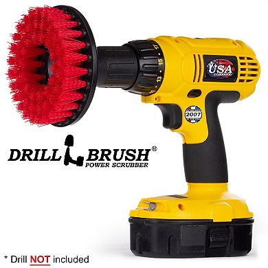 Red Drill Brush Heavy Duty Cleaning Brush With Stiff Bristles