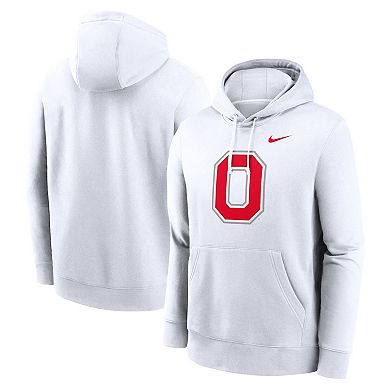 Men's Nike White Ohio State Buckeyes Primetime Alternate Logo Club Fleece Pullover Hoodie