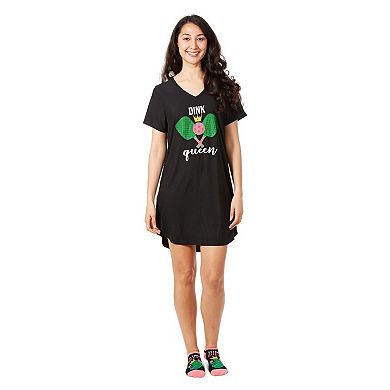 Women's Pickleball Princess V-neck Sleepshirt