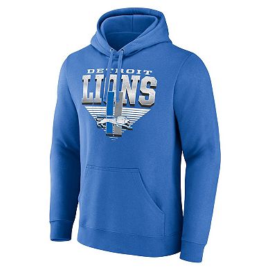 Men's Fanatics Blue Detroit Lions Geometric Chrome Pullover Hoodie