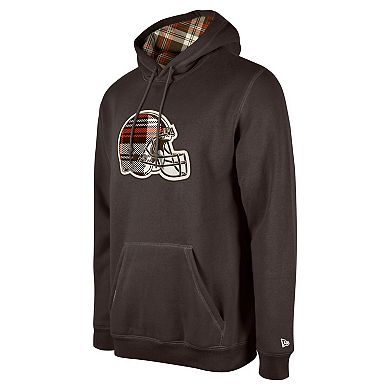 Men's New Era Brown Cleveland Browns 3rd Down Plaid Pullover Hoodie