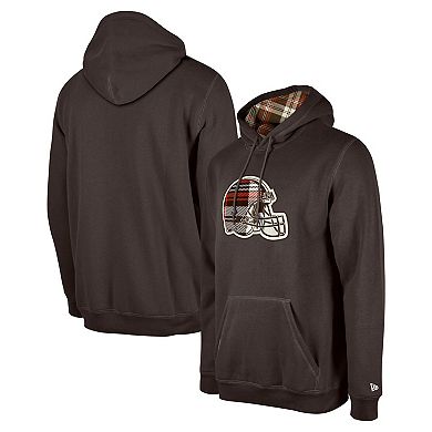 Men's New Era Brown Cleveland Browns 3rd Down Plaid Pullover Hoodie