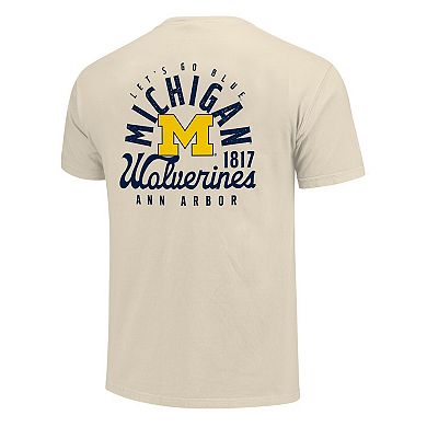 Men's Cream Michigan Wolverines Comfort Colors Mascot Overlay T-Shirt