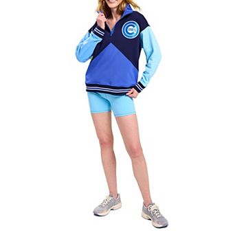 Women's Terez Navy/Blue Chicago Cubs Classic Colorblock Quarter-Zip Sweatshirt