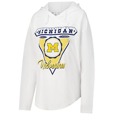 Women's Pressbox White Michigan Wolverines San Bruno Hoodie Long Sleeve T-Shirt