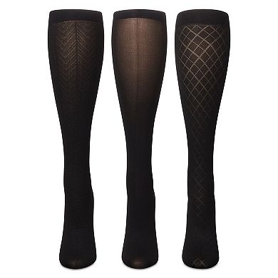 Women's 3 Pair Pack Herringbone/solid/diamonds Trouser Socks