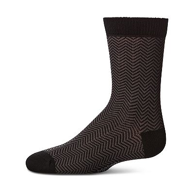 Memoi Boys Herringbone Dress Socks 8-9 / Black