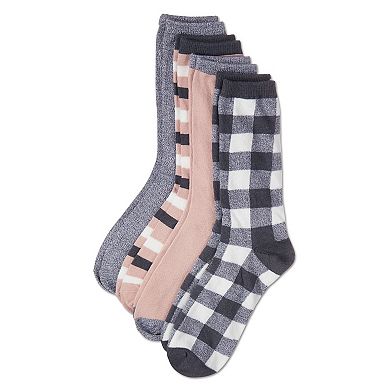 Women's 4 Pair Pack Buffalo Check Buttersoft Crew Socks