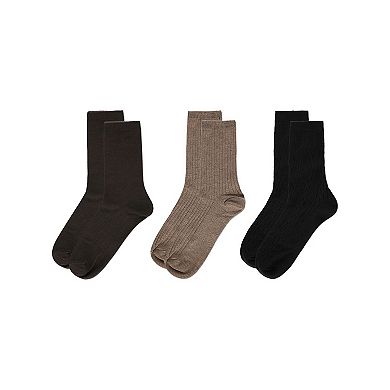 6 Pairs Women's Basic Rib/flat Knit/cable Crew Socks