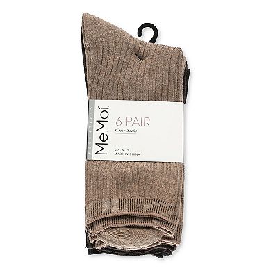 6 Pairs Women's Basic Rib/flat Knit/cable Crew Socks