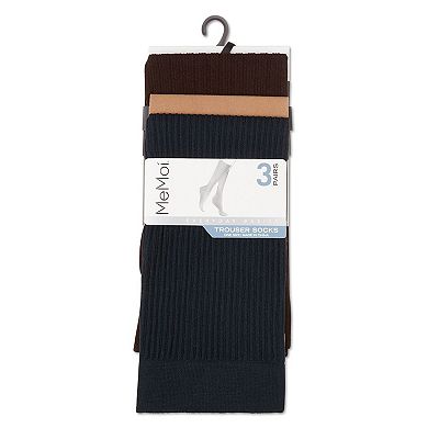 Women's 3 Pair Pack Fine Rib/solid/ Wide Rib Trouser Socks
