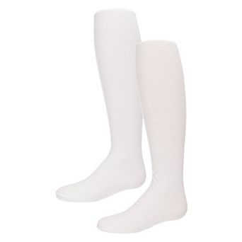 Girls' 2 Pair Pack Opaque Nylon Heart Tights