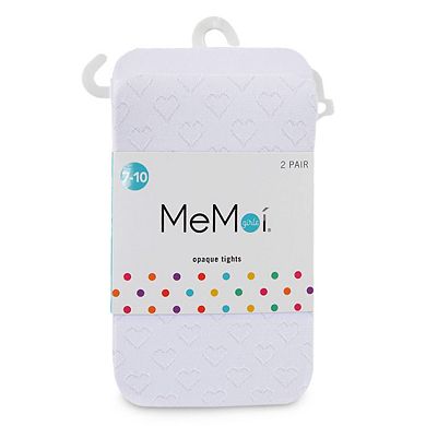 Girls' 2 Pair Pack Opaque Nylon Heart Tights