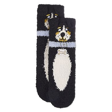 Women's Dog Embellished Plush Crew Socks