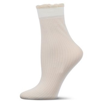 Women's Barely There Sheer Ruffle Cuff Anklet Socks