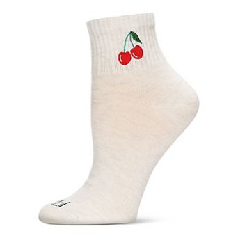 Women's Cherry Embroidery Athletic Quarter Socks
