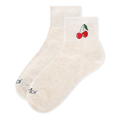 Women's Cherry Embroidery Athletic Quarter Socks