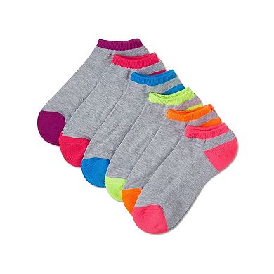 6 Pair Women's Highlight Tips Half Cushioned Low Cut Socks